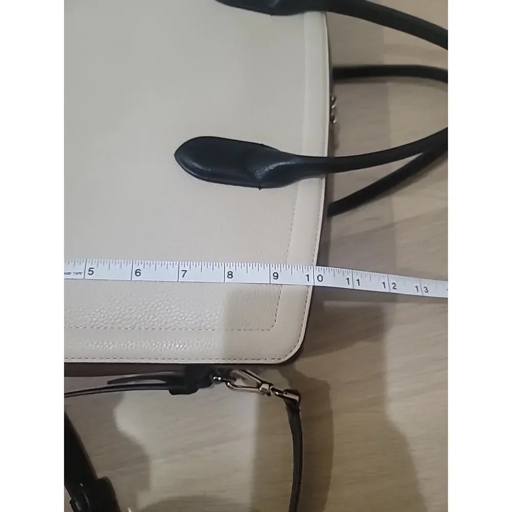 Kate Spade Knott Large Cream Tan Leather Laptop Work Commuter Bag Travel School - Picture 8 of 14